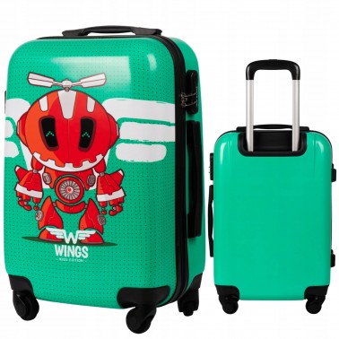 Wings twarda POJEMNA kabinowa WALIZKA dziecięca KD-01 S GREEN