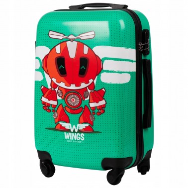 Wings twarda POJEMNA kabinowa WALIZKA dziecięca KD-01 S GREEN