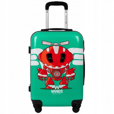 Wings twarda POJEMNA kabinowa WALIZKA dziecięca KD-01 S GREEN