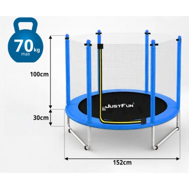 TRAMPOLINA REKREACYJNA DLA DZIECI 152 CM  JUST FUN BLUE