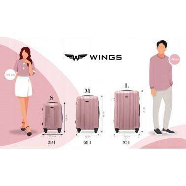 WALIZKA WINGS ŚREDNIA 24" 63l ABS 4 KOŁA KST01 M BLACK