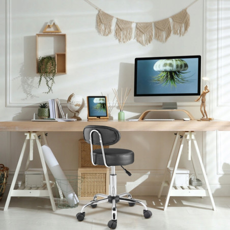 Krzesło kosmetyczne LUNA na kółkach Białe do SALONU