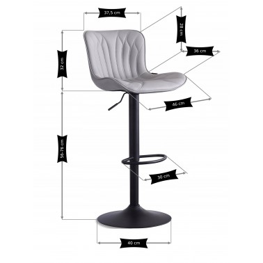 Hoker regulowany Monaco Eco skóra szary BL