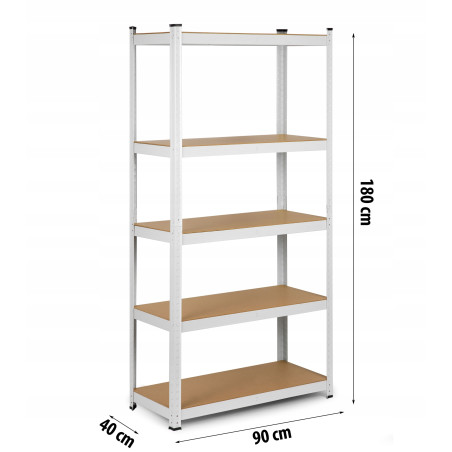 Regał magazynowy metalowy 180 x 90 x 40 cm max 260 kg na półkę