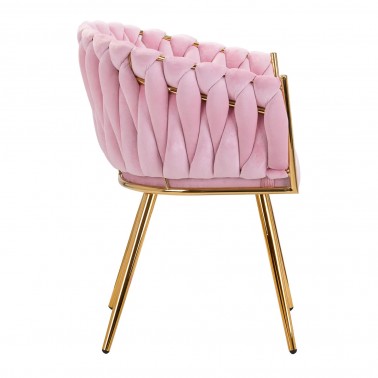 Krzesło Fotel do salonu IMPERIA welur Różowy GLAMOUR LOFT 1 szt.