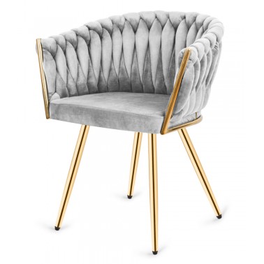 Krzesło Fotel do salonu IMPERIA welur Szary GLAMOUR LOFT 1 szt.