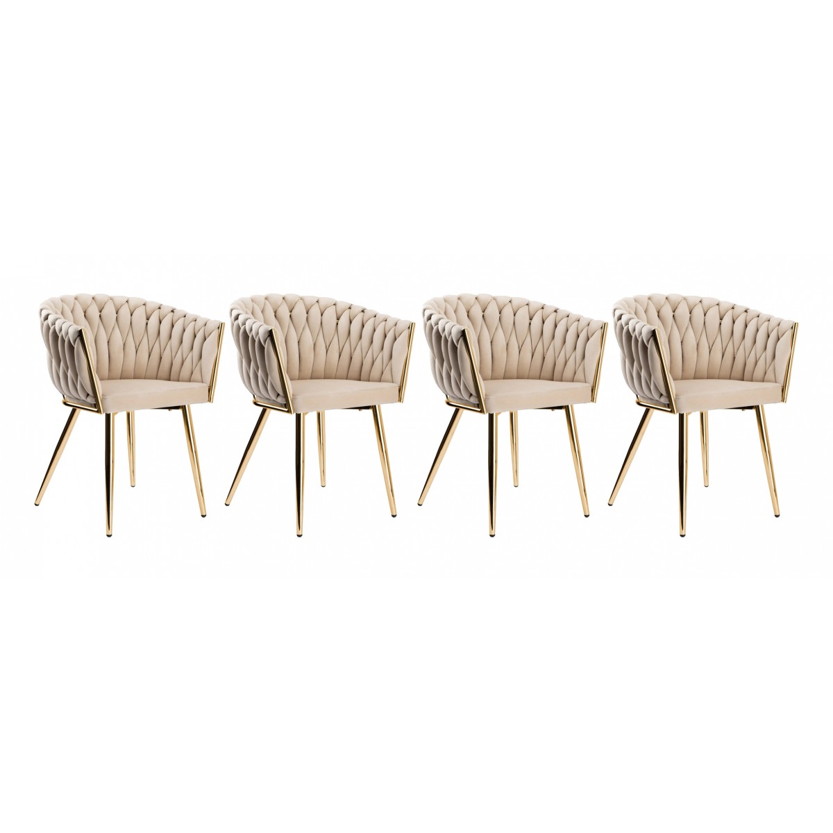 Krzesło Fotel do salonu IMPERIA welur Beżowy Krem GLAMOUR LOFT 4 szt.