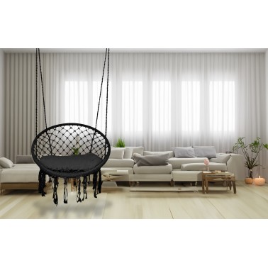 Fotel wiszący Boho Fotel Wiszący z Poduszką RIO CZARNE