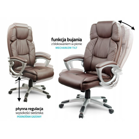 Fotel biurowy obrotowy VERONA/MEGA WYGODNY/BRĄZOWY