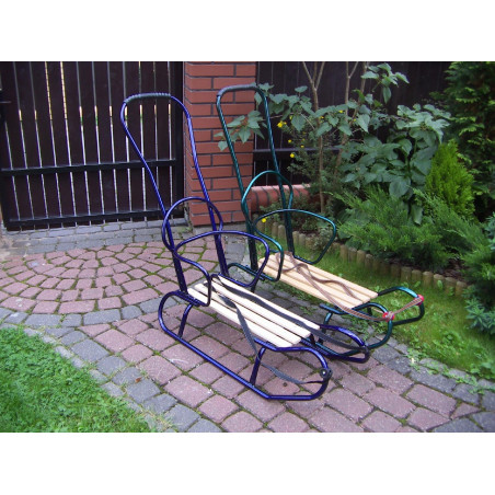 Polskie sanki 5w1 (sanki, śpiworek, pchacz, oparcie, budka) CZARNE