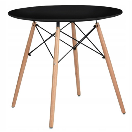 Stół CZARNY JUST HOME skandynawski okrągły buk jasny 80 x 80 x 72 cm czarny