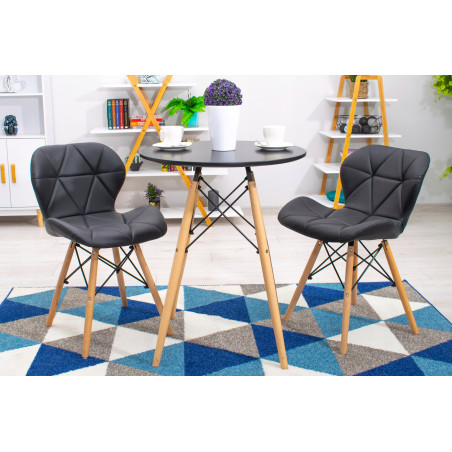 Stół CZARNY JUST HOME skandynawski okrągły buk jasny 80 x 80 x 72 cm czarny