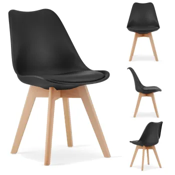 Krzesło skandynawskie nowoczesne do jadalni kuchni MILEO czarne do salonu