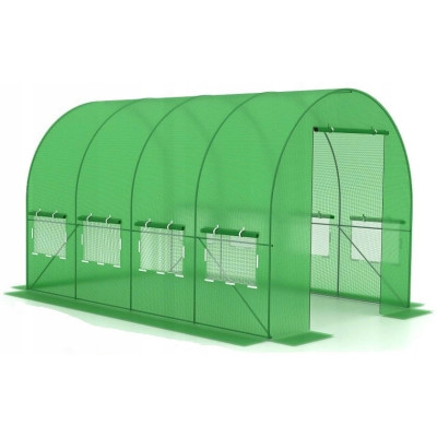 Tunel ogrodowy foliowy 9 m² 450 x 200 cm zielony szklarnia