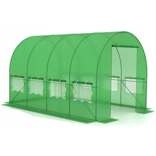 Tunel ogrodowy foliowy 9 m² 450 x 200 cm zielony szklarnia