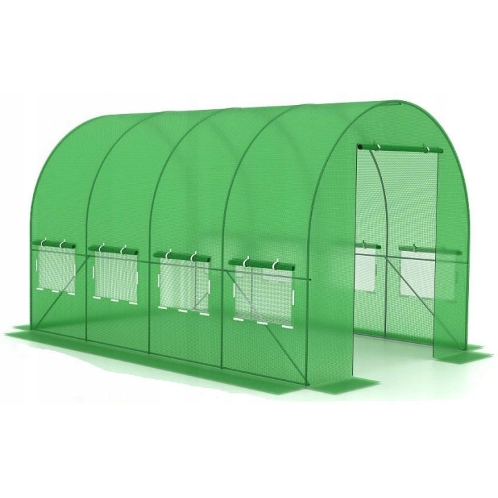 Tunel ogrodowy foliowy 9 m² 450 x 200 cm zielony szklarnia