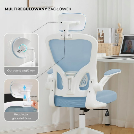 Fotel Obrotowy Brest błękitny niebieski gabinet, pracownia biuro