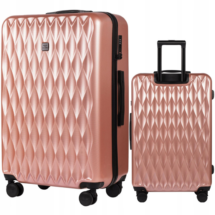 Walizka WINGS twarda duża poliwęglan (polikarbonat) PC190 L PINK 97 l