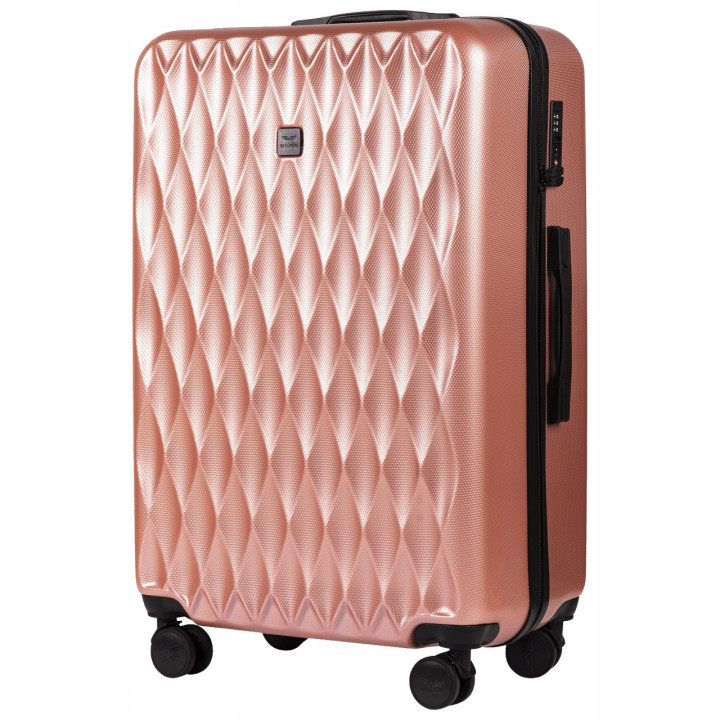 Walizka WINGS twarda duża poliwęglan (polikarbonat) PC190 L PINK 97 l