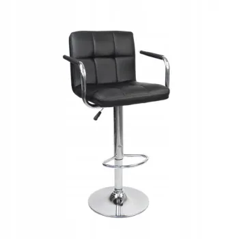 Hoker Barowy Krzesło z Podłokietnikami do wyspy ekoskóra ASTANA czarny