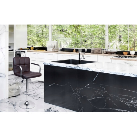 Hoker Barowy Krzesło z Podłokietnikami do wyspy ekoskóra ASTANA brązowy