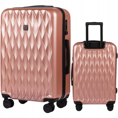 Walizka WINGS twarda średnia poliwęglan (polikarbonat) PC190 M PINK 63 l