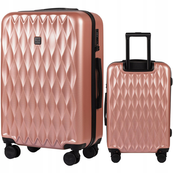 Walizka WINGS twarda średnia poliwęglan (polikarbonat) PC190 M PINK 63 l