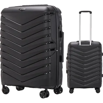 Walizka WINGS twarda średnia polipropylen PHX01M BLACK 63 l