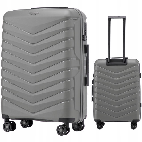 Walizka WINGS twarda średnia polipropylen PHX01 M DARK GREY 63 l