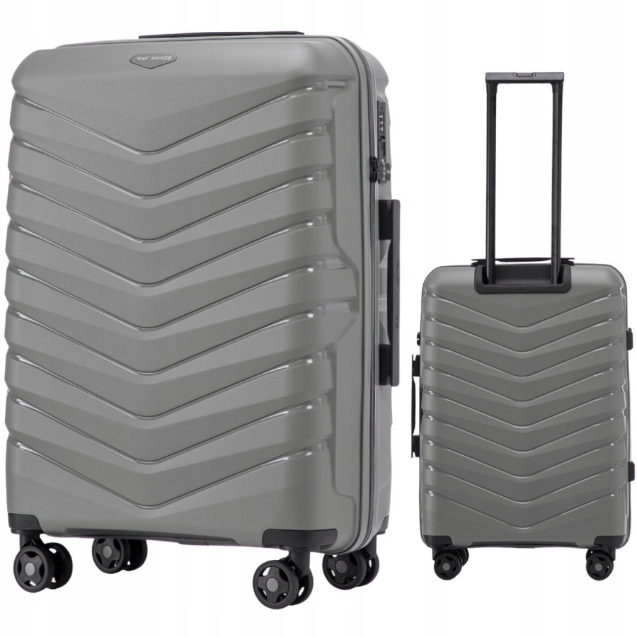 Walizka WINGS twarda średnia polipropylen PHX01 M DARK GREY 63 l
