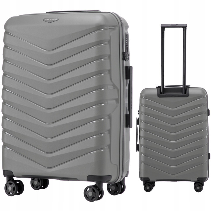 Walizka WINGS twarda średnia polipropylen PHX01 M DARK GREY 63 l