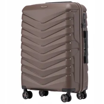 Walizka WINGS twarda średnia polipropylen PHX01 M BROWN 63 l