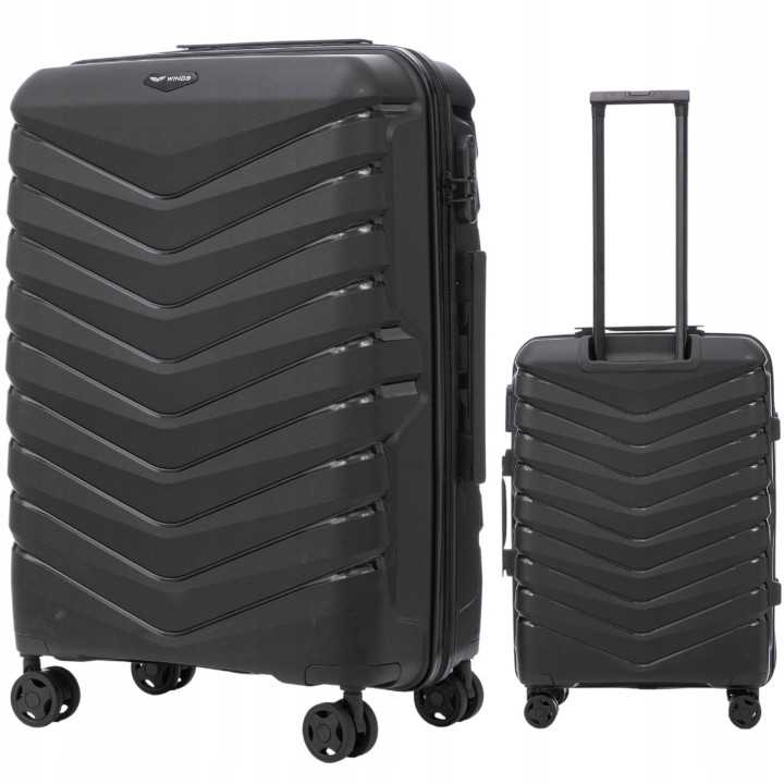 Walizka WINGS twarda średnia polipropylen PHX02 M BLACK 63 l