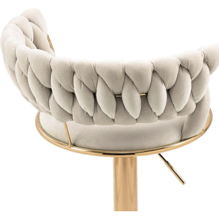 Hoker IMPERIA stołek Krzesło Barowe 100 cm Glamour Złote nóżki Welur beżowe