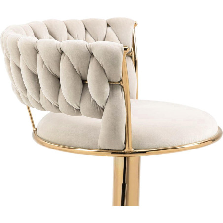 Hoker IMPERIA stołek Krzesło Barowe 100 cm Glamour Złote nóżki Welur beżowe