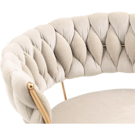 Hoker IMPERIA stołek Krzesło Barowe 100 cm Glamour Złote nóżki Welur beżowe