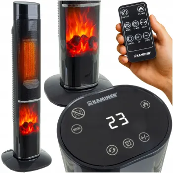 Termowentylator Kolumnowy KAMINER 2000W Grzejnik Elektryczny Efekt Kominka