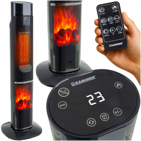 Termowentylator Kolumnowy KAMINER 2000W Grzejnik Elektryczny Efekt Kominka