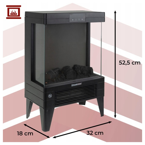 Grzejnik z efektem płomienia- 2000W 3D, Embego Kaminer 26400