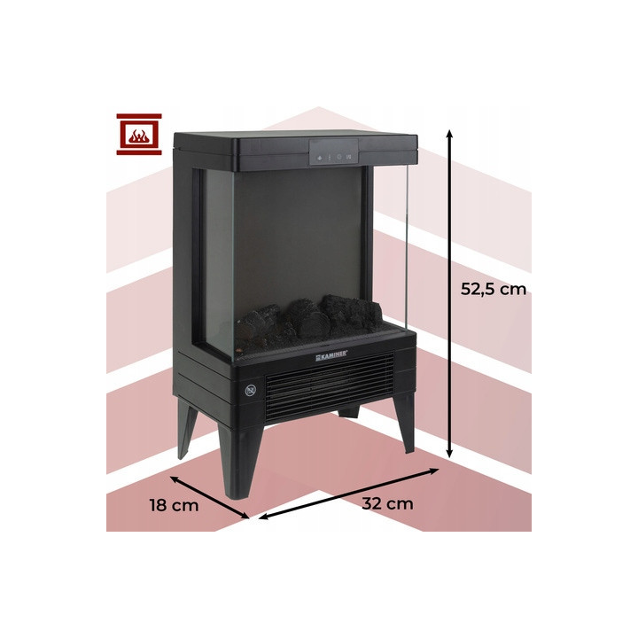 Grzejnik z efektem płomienia- 2000W 3D, Embego Kaminer 26400