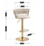 Hoker IMPERIA stołek Krzesło Barowe 100 cm Glamour Złote nóżki Welur beżowe