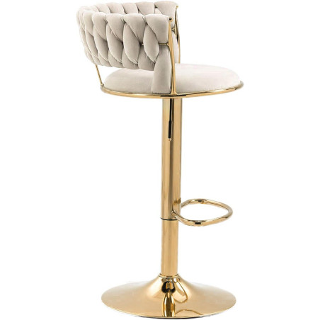 Hoker IMPERIA stołek Krzesło Barowe 100 cm Glamour Złote nóżki Welur beżowe