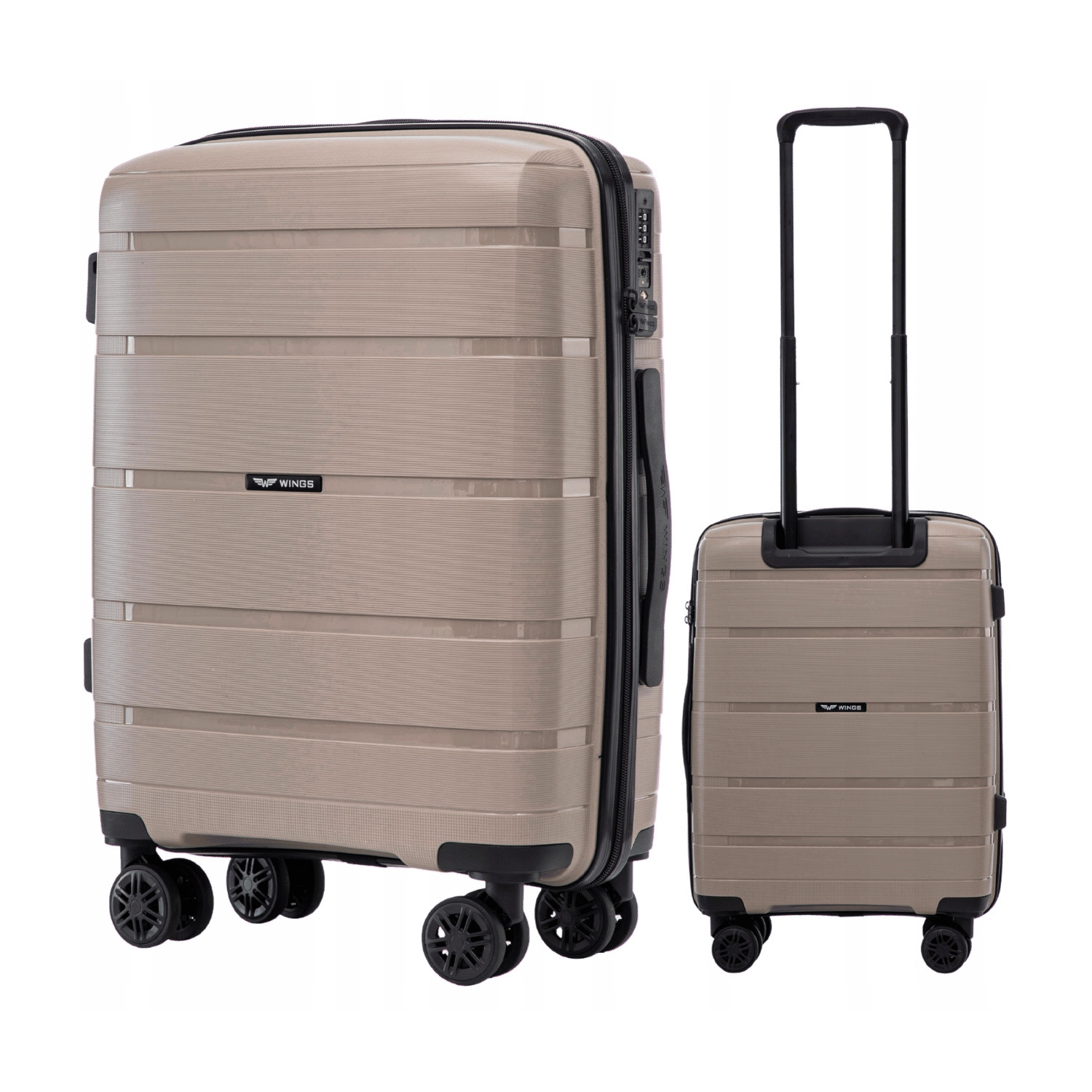 Walizka twarda WINGS kabinowa polipropylen HWF02 S CHAMPAGNE 38 l
