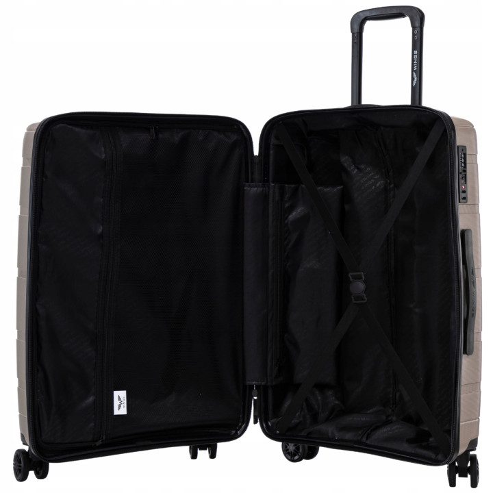 Walizka twarda WINGS kabinowa polipropylen HWF02 S CHAMPAGNE 38 l