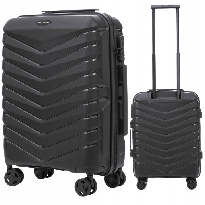 Walizka WINGS twarda kabinowa polipropylen PHX02 S BLACK 38 l