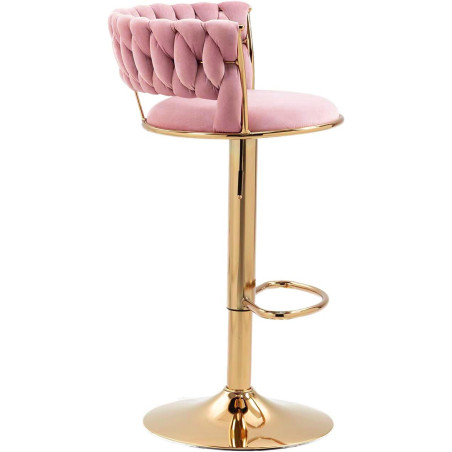 Hoker IMPERIA stołek Krzesło Barowe 100 cm Glamour Złote nóżki Welur Różowe