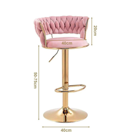 Hoker IMPERIA stołek Krzesło Barowe 100 cm Glamour Złote nóżki Welur Różowe