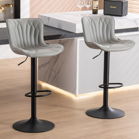 HOKER BAROWY KRZESŁO OBROTOWE MONACO LOFTOWY EKOSKÓRA SZARY CZARNE NOGI