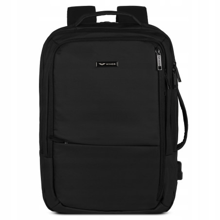 PLECAK PODRÓŻNY MIEJSKI WIELOFUNKCYJNY WINGS MIEJSKI DO SAMOLOTU USB CZARNY