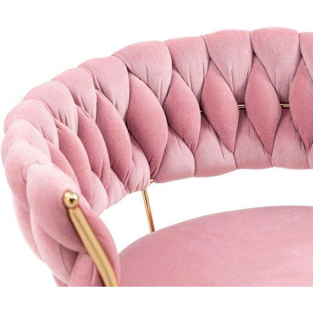 Hoker IMPERIA stołek Krzesło Barowe 100 cm Glamour Złote nóżki Welur Różowe